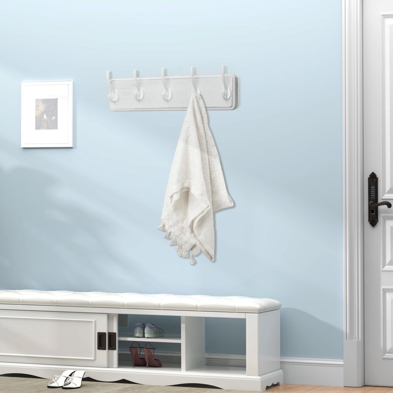 WEBI Coat Rack Wall Mount,Coat Hooks Wall Mounted,16" Hole to Hole,Large Coat Hanger Wall Hook Rack,5 Hooks for Hanging Coats,Hats,Jacket,Clothes,White - Image 5
